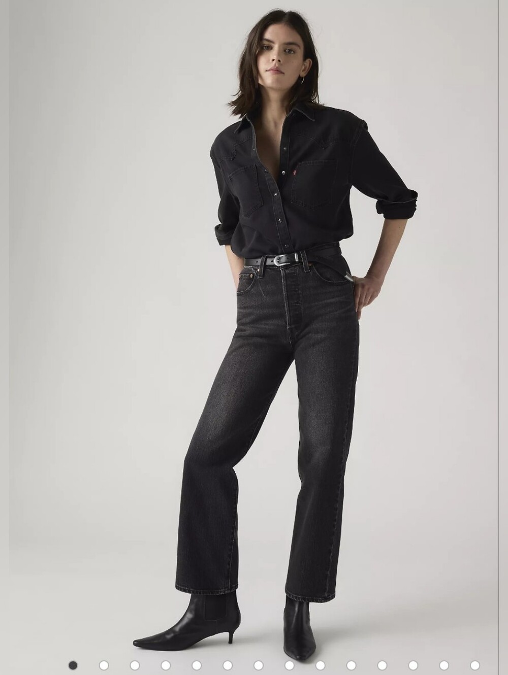 Levi's Grey Ribcage High-Waisted Jeans
